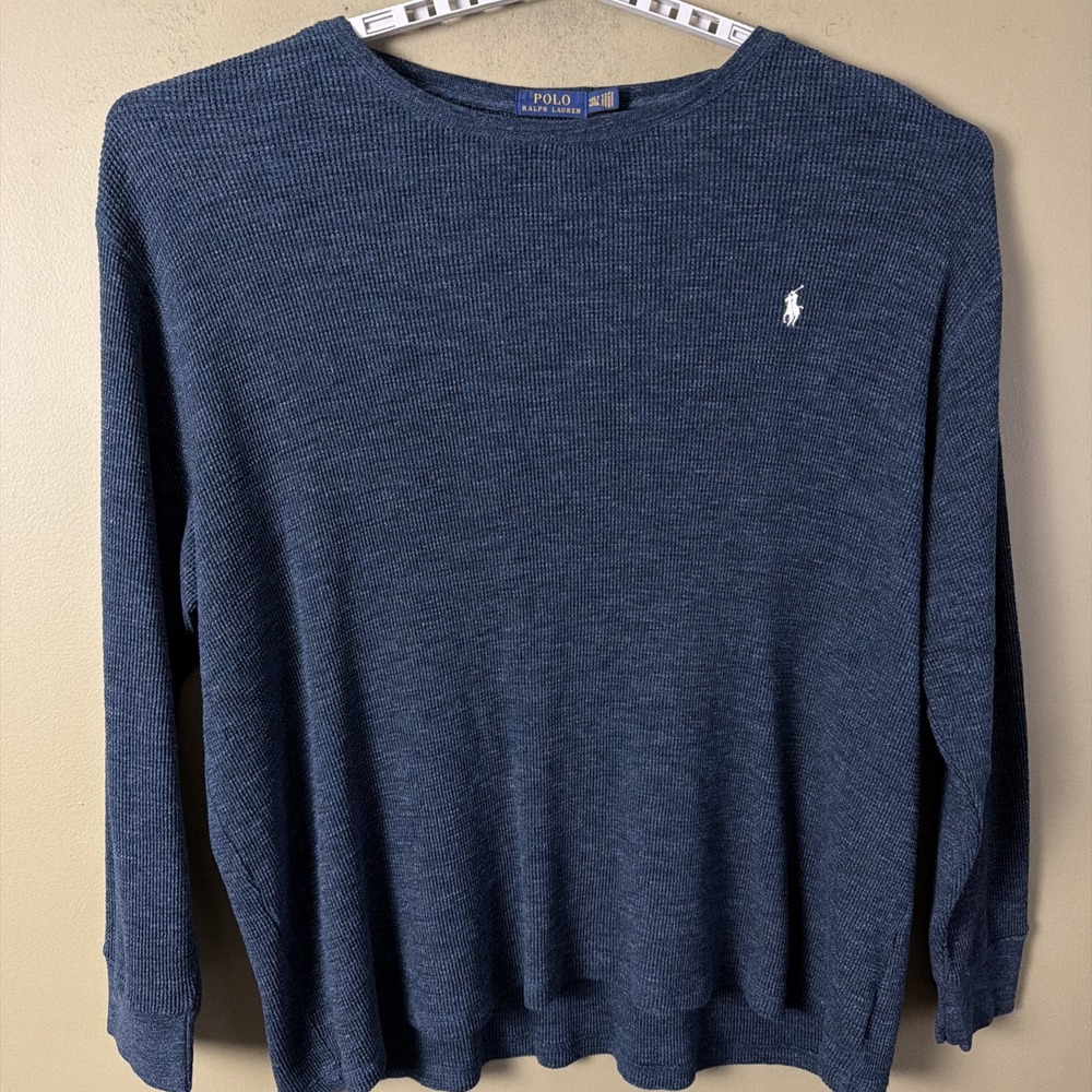 Polo Ralph Lauren Mens 4XLT HEATHERED NAVY Waffle Knit Thermal Long Sleeve Shirt